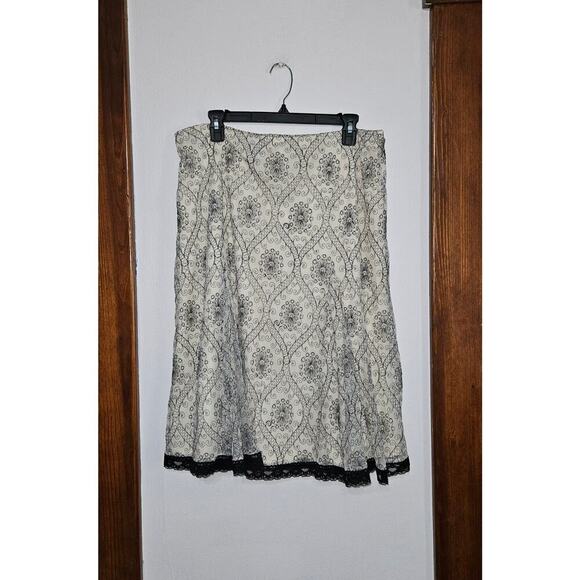 VNTG 90s R.Q.T Sheer Cream/Black Low Rise Midi Skirt Mesh Overlay Sz Large Lace - Picture 8 of 8